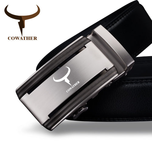 COWATHER 2018 new 100% cow genuine leather belts for men high quality alloy automatic buckle belt original
