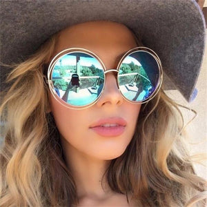 Round Retro Oversized Women Luxury Sunglasses