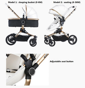 Aulon Luxury Baby Stroller 3 in 1 High landscape European design Pram with swivel seat