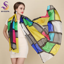 Load image into Gallery viewer, Plaid Pure Silk Scarf  Female Apparel Accessories Brand Long Scarves Wraps Summer 100% Silk Scarf Tippet Beach Shawl 200*110cm
