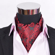 Load image into Gallery viewer, Paisley Satin Cravat Hot Sale Luxury Men Red Silk Cravat Big Size All-Match Male Ties Cravat For Autumn Winter Red,Blue,Gold