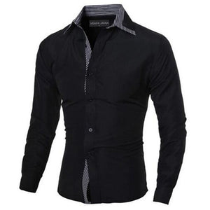 Men's Slim Fit Solid Long Sleeve Shirt