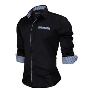Men's Slim Fit Solid Long Sleeve Shirt