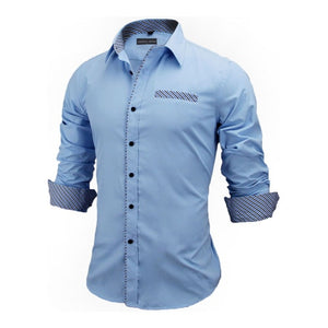 Men's Slim Fit Solid Long Sleeve Shirt