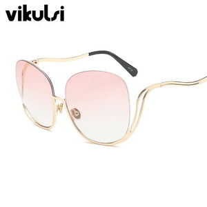 Rimless Gradient Women Luxury Brand Designer Oversized Round Sunglasses
