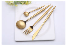 Load image into Gallery viewer, 4 Pcs/Set Rose Gold Dinnerware Set 304 Stainless Steel Western Cutlery Set Kitchen Food Tableware Sliver Dinner Flatware Set