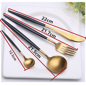 4 Pcs/Set Rose Gold Dinnerware Set 304 Stainless Steel Western Cutlery Set Kitchen Food Tableware Sliver Dinner Flatware Set
