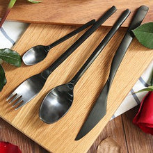 Load image into Gallery viewer, High Grade Cutlery Matte Black Gold Stainless Steel Food Silverware Dinnerware Utensil Kitchen Dining Wedding dinner fork knife