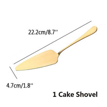 Load image into Gallery viewer, Golden Plated 304 Stainless Steel Cake Shovel Knife Fork Set Wedding Cake Dessert Salad Fruit Mini Forks Gold Flatware Cutlery