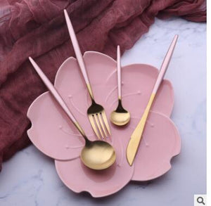 4 Pcs/Set Rose Gold Dinnerware Set 304 Stainless Steel Western Cutlery Set Kitchen Food Tableware Sliver Dinner Flatware Set