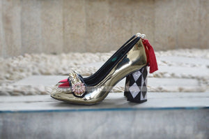 Women's Pumps 9 cm Woman Party Shoes Wedding Square Heel Sexy real Leather Pearl tassel Spring Gold Silver Purple YT05 MUYISEXI