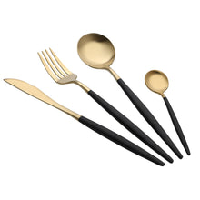 Load image into Gallery viewer, Flatware Sets for western food gold 4 Pcs Portugal Style Cutlery Set Stainless Steel Tableware a803 14