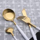 Load image into Gallery viewer, Flatware Sets for western food gold 4 Pcs Portugal Style Cutlery Set Stainless Steel Tableware a803 14