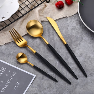 4Pcs Colorful Flatware Set Stainless Steel Cutlery Set Knife Fork Set Tableware Cutleries Western Food Set