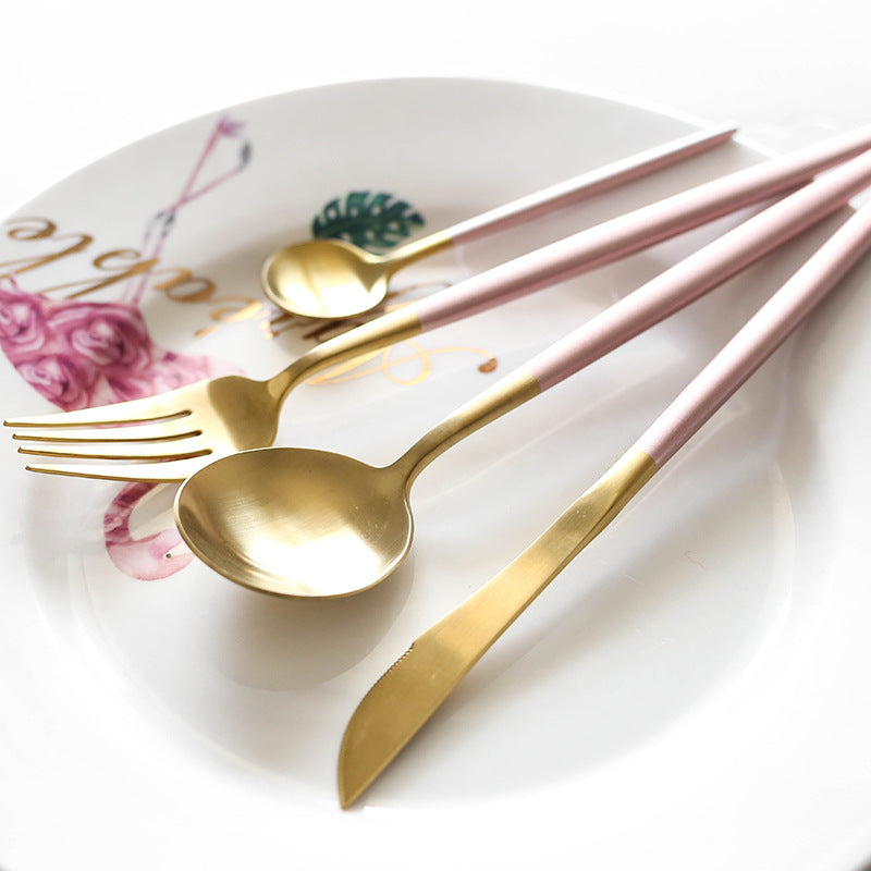 4Pcs Colorful Flatware Set Stainless Steel Cutlery Set Knife Fork Set Tableware Cutleries Western Food Set