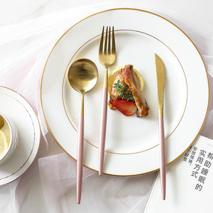 4Pcs Colorful Flatware Set Stainless Steel Cutlery Set Knife Fork Set Tableware Cutleries Western Food Set
