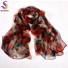 Load image into Gallery viewer, New Blue Orange Silk Scarf Printed 2016 New Brand 100% Pure Silk Scarves Wraps Spring Autumn Female Large Size Long Scarves