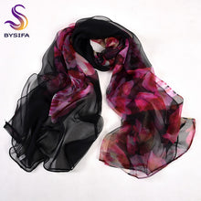 Load image into Gallery viewer, New Blue Orange Silk Scarf Printed 2016 New Brand 100% Pure Silk Scarves Wraps Spring Autumn Female Large Size Long Scarves