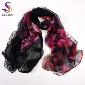 New Blue Orange Silk Scarf Printed 2016 New Brand 100% Pure Silk Scarves Wraps Spring Autumn Female Large Size Long Scarves