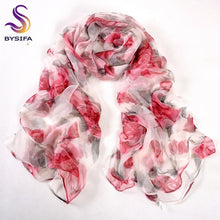 Load image into Gallery viewer, New Blue Orange Silk Scarf Printed 2016 New Brand 100% Pure Silk Scarves Wraps Spring Autumn Female Large Size Long Scarves