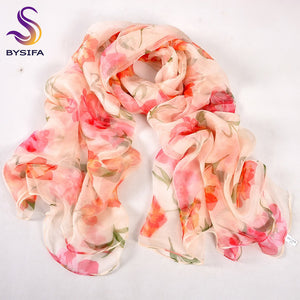 New Blue Orange Silk Scarf Printed 2016 New Brand 100% Pure Silk Scarves Wraps Spring Autumn Female Large Size Long Scarves