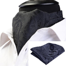 Load image into Gallery viewer, Men Handkerchief Cravat Set Silk Paisley Pattern Gentlemen Dots Tie Wedding Ascot Bowtie Tuxedo