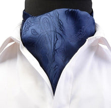 Load image into Gallery viewer, GUSLESON Luxury Men&#39;s Ascot Vintage Paisley Floral Jacquard Woven Silk Tie Self Cravat Necktie Scrunch British style Gentleman