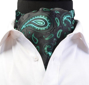 GUSLESON Luxury Men's Ascot Vintage Paisley Floral Jacquard Woven Silk Tie Self Cravat Necktie Scrunch British style Gentleman
