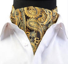 Load image into Gallery viewer, GUSLESON Luxury Men&#39;s Ascot Vintage Paisley Floral Jacquard Woven Silk Tie Self Cravat Necktie Scrunch British style Gentleman