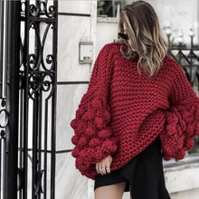 Load image into Gallery viewer, Chunky Knit Sweater Loose Hand Knitted Sweaters Lantern Sleeve