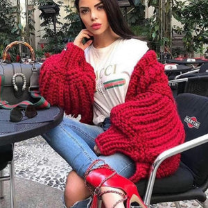 Hand Knit Lantern Sleeved Sweater