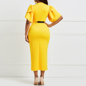 Women Bodycon Elegant Vintage Long Dress Belt Purchase Available