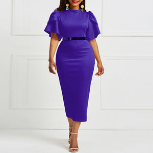 Women Bodycon Elegant Vintage Long Dress Belt Purchase Available