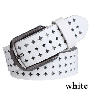 COWATHER 2018 new Women Cow Genuine leather belts hollow Korea fashion for women female pin buckle belt NQSK002 length 100-125CM