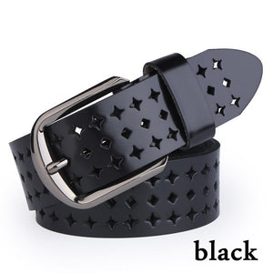 COWATHER 2018 new Women Cow Genuine leather belts hollow Korea fashion for women female pin buckle belt NQSK002 length 100-125CM