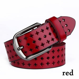COWATHER 2018 new Women Cow Genuine leather belts hollow Korea fashion for women female pin buckle belt NQSK002 length 100-125CM