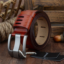 Load image into Gallery viewer, COWATHER 2018 QUALITY cow genuine luxury leather men belts for men strap male pin buckle BIG SIZE 100-130cm 3.8 width QSK001
