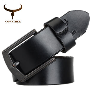 COWATHER 2018 cow genuine leather mens belt for men high quality vintage style 100-130cm male belt