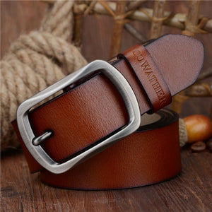 COWATHER fashion cow genuine leather 2018 new men fashion vintage style male belts for men pin buckle 100-150cm waist size 30-52