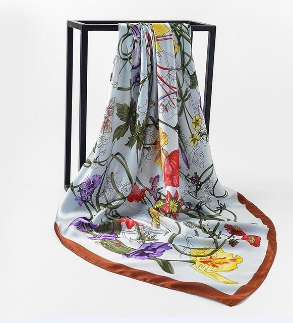 2017 NEW Fashion Luxury Brand Scarf 100% Silk Feeling Shawl Scarf Foulard Square Scarves Hijab Wraps 90x90cm