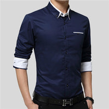 Load image into Gallery viewer, New Men Shirts Business Long Sleeve Turn-down Collar 100% Cotton Slim Fit