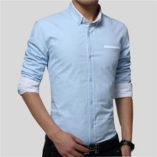 Load image into Gallery viewer, New Men Shirts Business Long Sleeve Turn-down Collar 100% Cotton Slim Fit