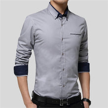 Load image into Gallery viewer, New Men Shirts Business Long Sleeve Turn-down Collar 100% Cotton Slim Fit