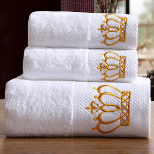 5 Star Hotel Luxury Embroidery White Bath Towel Set 100% Cotton Large Beach Towel Brand Absorbent Quick-drying Bathroom Towel