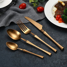 Load image into Gallery viewer, 4PC/Set Stainless Steel Upscale Gold Plated Dinnerware Western Dinner Flatware Golden Cutlery Knife Fork Spoon Coffee Spoon Set
