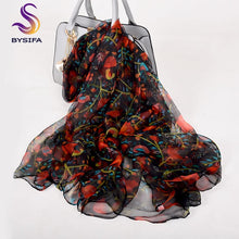 Load image into Gallery viewer, New Blue Orange Silk Scarf Printed 2016 New Brand 100% Pure Silk Scarves Wraps Spring Autumn Female Large Size Long Scarves