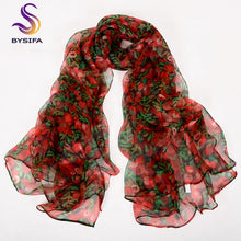 Load image into Gallery viewer, New Blue Orange Silk Scarf Printed 2016 New Brand 100% Pure Silk Scarves Wraps Spring Autumn Female Large Size Long Scarves