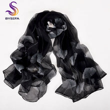 Load image into Gallery viewer, New Blue Orange Silk Scarf Printed 2016 New Brand 100% Pure Silk Scarves Wraps Spring Autumn Female Large Size Long Scarves