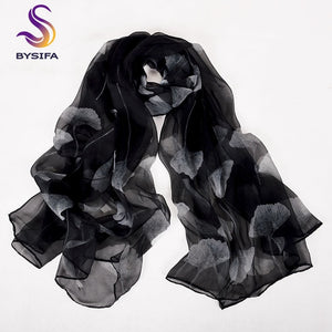 New Blue Orange Silk Scarf Printed 2016 New Brand 100% Pure Silk Scarves Wraps Spring Autumn Female Large Size Long Scarves