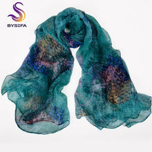 Load image into Gallery viewer, New Blue Orange Silk Scarf Printed 2016 New Brand 100% Pure Silk Scarves Wraps Spring Autumn Female Large Size Long Scarves